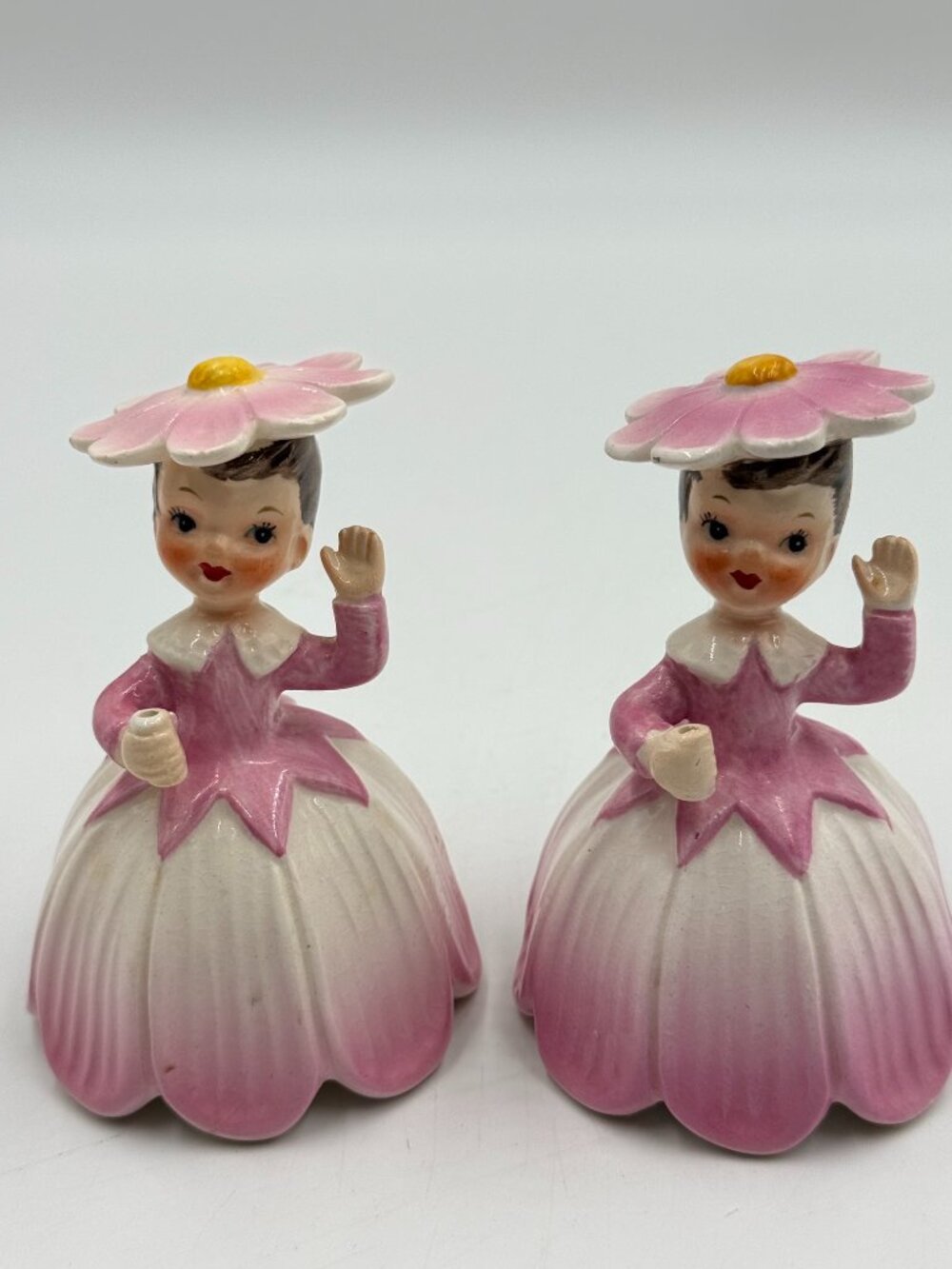 Napco Flower Girl Pink 1956 Ceramic Vintage A1949 Missing Umbrella Parasol 4"